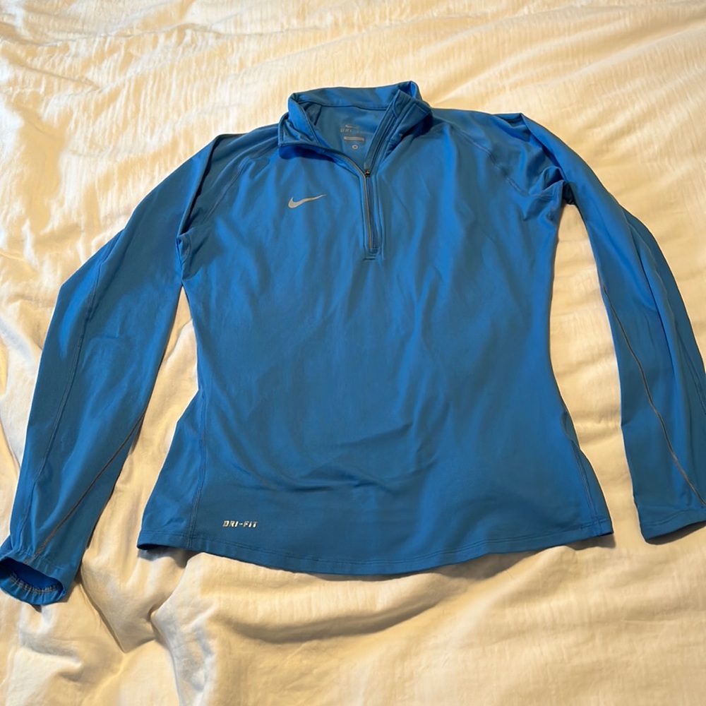 Nike Womens Sky Blue Dri-fit Quarter Zip Pullover Jacket M Athletic